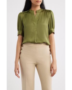 Anne Klein Crinkle Satine Top - Green