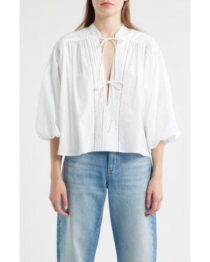 BOSS Bales Tie Front Cotton T-Shirt - White