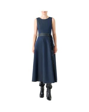Akris Punto Sleeveless Denim A-Line Dress - Blue