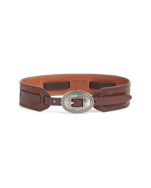 The Great Stetson Tooled Leather Belt - Brown