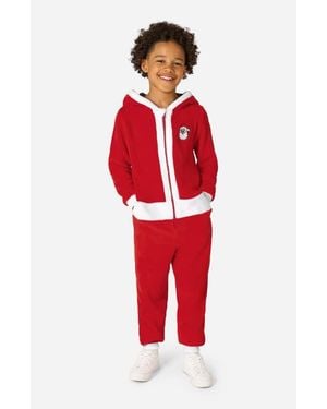 Opposuits Kids' Merry Jinglejoy Santa Hooded Fleece Jumpsuit - Red