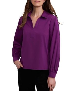 Foxcroft Alix Long Sleeve Popover Top - Purple