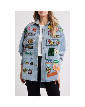 NIKKI LUND Thora Patch Denim Jacket - Blue
