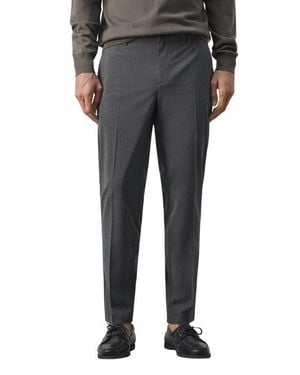 Mango Slim Fit Pleat Front Pants - Gray