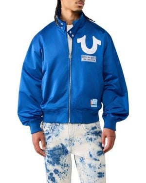 TRUE RELIGION Logo Screenprint Bomber Jacket - Blue