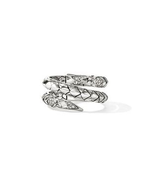 John Hardy Naga Sterling & Diamond Coil Ring - Metallic