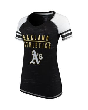 Soft As A Grape Oakland Athletics Color Block V-Neck T-Shirt - Black