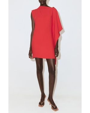 Mango Asymmetrical Neck Dress - Red