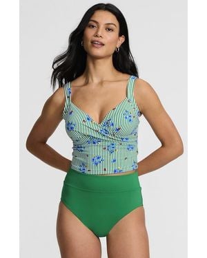 Lands' End Sweetheart Wrap Midkini Top - Green