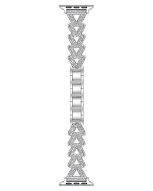 The Posh Tech Valentina Stainless Steel & Rhinestone Apple Watch Bracelet Watchband - White