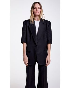 Smythe Short Sleeve Oversized Blazer - Blue