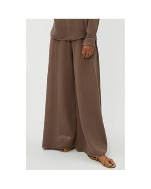 Michael Stars Simba Smocked Waist Wide Leg Pants - Brown