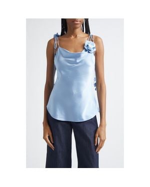 Cinq À Sept Marta Trailing Flower Silk Camisole - Blue