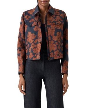 Akris Punto Ikat Floral Print Canvas Motorbike Jacket - Black