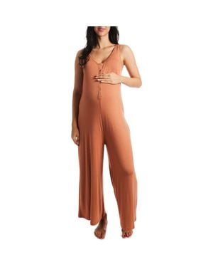 Everly Grey Luana During & After Maternity/Nursing Romper - Orange