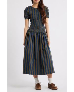 Damson Madder Sienna Stripe Organic Cotton Dress - Black