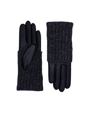 Agnelle Polka Leather And Alpaca Glove - Blue