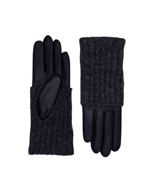 Agnelle Polka Leather And Alpaca Glove - Blue