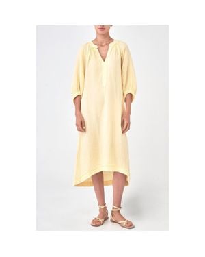 ocean + main Gauze Dress With Pockets - Natural