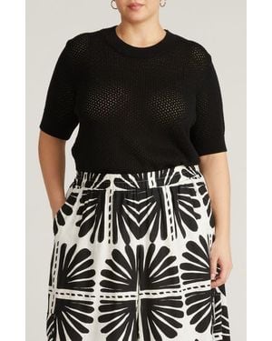 UNIVERSAL STANDARD Positano Cotton Pointelle Sweater - Black