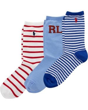 Polo Ralph Lauren Assorted 3-Pack Crew Socks - Blue
