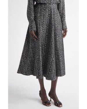 Altuzarra Varda Floral A-Line Silk Skirt - Gray