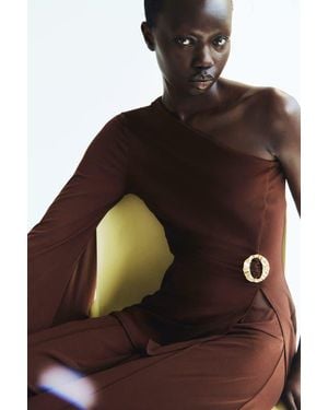 H&M Draped One-Shoulder Top - Brown