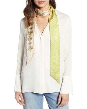 Tory Burch Reversible Print Silk Skinny Scarf - White