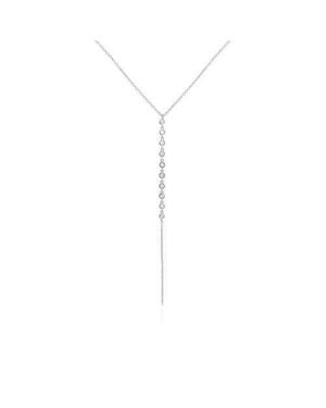 The Lovery Lariat Bezel Cz Necklace - White