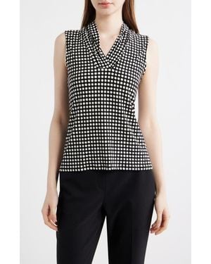 Anne Klein Triple Pleat Sleeveless Top - Black