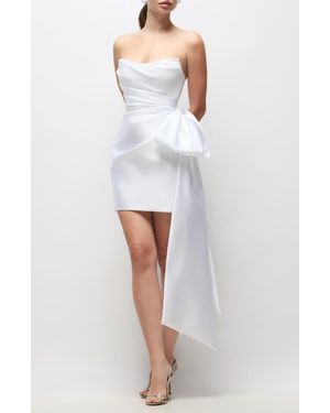 The Dessy Group Paige Bow Detail Strapless Satin Cocktail Minidress - White