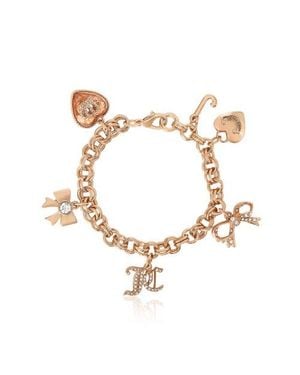 Juicy Couture Tone Charm Bracelet With Bow And Pavé Details - Metallic