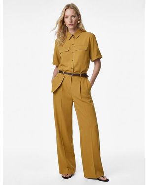 Koton Wide Leg Belted Pants With Pocket Detail - Metallic