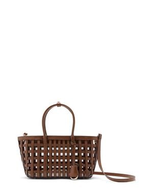 Mango Braided Faux Top Handle Bag - Brown