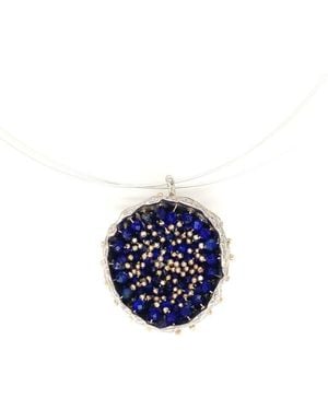 Esin Akan Dance Of Stamens Necklace Midi, Hollow Bezel With Lapis Lazuli - Blue
