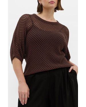 City Chic Open Stitch Sweater - Black