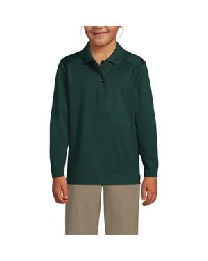 Lands' End School Uniform Girls Long Sleeve Feminine Fit Rapid Dry Polo Shirt - Green