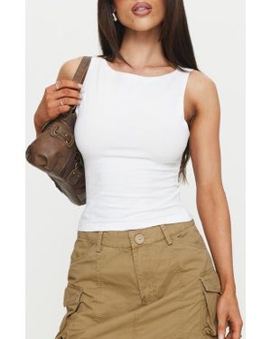Princess Polly Bleeker Stretch Cotton Tank - White