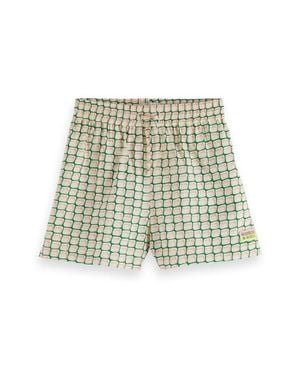 Scotch & Soda Kids' Geo Print Drawstring Shorts - Green