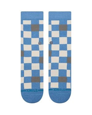Stance Kids' Chef Check Stretch Cotton Blend Crew Socks - Blue