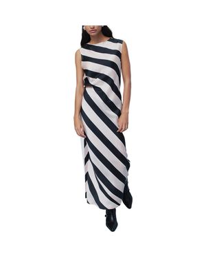 Next Stripe Sleeveless Satin Drape Midi Dress - Black