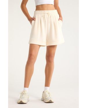 Zella Soft Luxe High Waist Knit Shorts - Natural