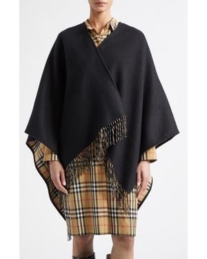 Burberry Reversible Wool Cape - Black