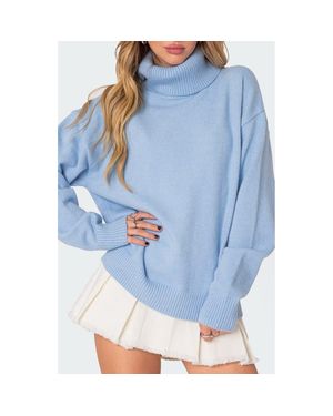 Edikted Isabelle Oversize Turtleneck Sweater - Blue