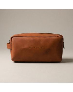 Sarep + Rose Leather Toiletry Wash Bag - Brown
