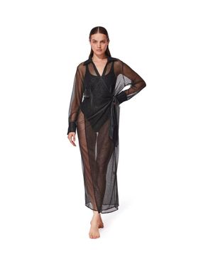 Gottex Pretty Mesh Wrap Dress Cover-Up - Black