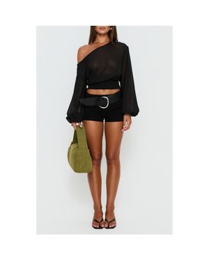 Princess Polly Idalina One-Shoulder Chiffon Top - Black