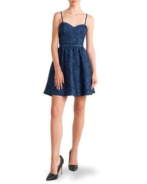 FREEMARKET Floral Belted Jacquard Minidress - Blue
