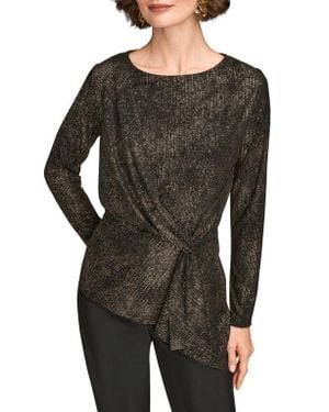Donna Karan Metallic Long Sleeve Shirt - Black