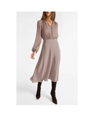 Santorelli Amal Silk Long Sleeve Fit And Flare Midi Dress - Pink